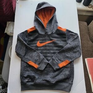 Nike Childs Dri Fit Gray/ Black/Orange Hoodie Size 6-7